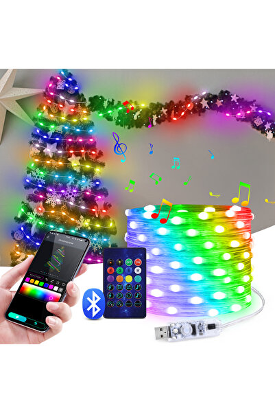 Choice 20 متر 200 مصباح LED 5 متر/10 متر/20 متر سلسلة أضواء LED من الأسلاك النحاسية USB أضواء خيالية ملونة بألوان الأحلام مزودة بتقنية البلوتوث