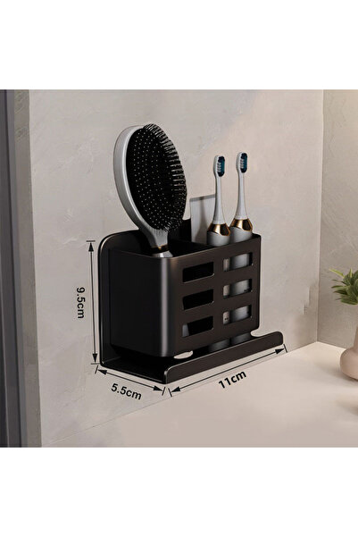 Choice أنبوب تخزين متعدد الوظائف من الألومنيوم الأسود لحوض الغسيل وفرشاة الأس...