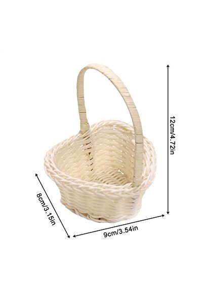 Choice سلة زهور صغيرة منسوجة على شكل قلب مصنوعة من الخيزران المقلد، سلة على ا...