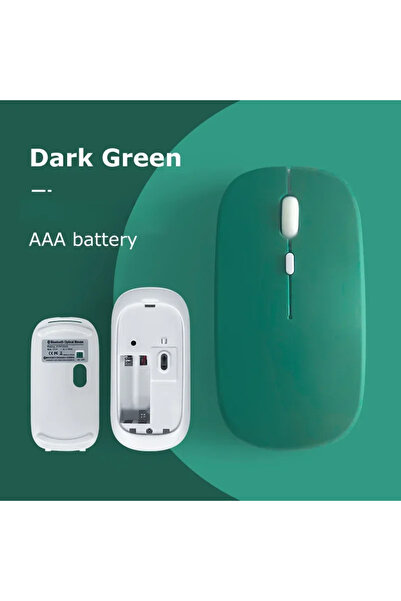 Choice فأرة لاسلكية محمولة متوافقة مع تقنية البلوتوث باللون الأخضر الداكن غير...