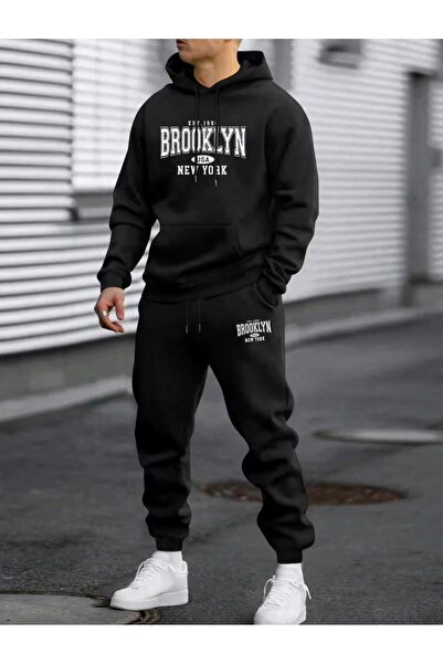 EFFRENATU طقم سويت شيرت وبنطال رياضي بغطاء للرأس للرجال