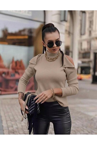 Modafeminen Ελαστικό ύφασμα πλέξη ριμπ Μπλούζα 581596 ΜΠΕΖ