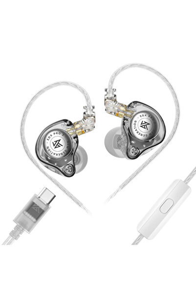 Choice سماعة أذن KZ EDX PRO 2 ديناميكية بيضاء من النوع C-MIC داخل الأذن، سماع...