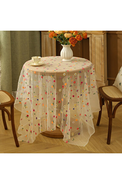 Choice مفرش طاولة جديد متعدد الألوان مطرز بالزهور، مقاس 100 سم × 150 سم، مصنو...