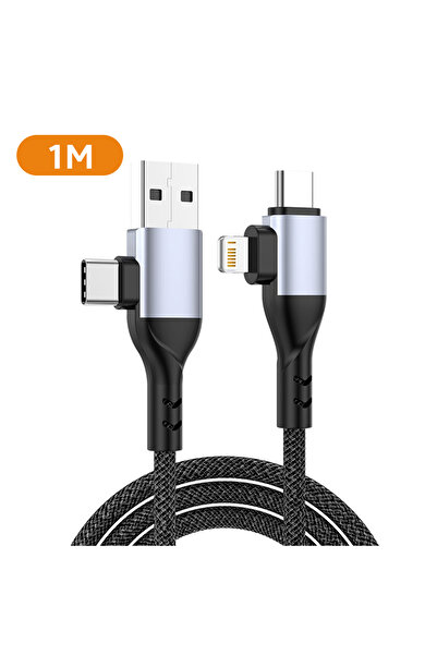 Choice كابل شحن وبيانات مضفر من USB Type C إلى Type C بطول 1 متر، بقوة 100 وا...