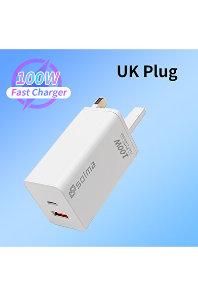 Choice شاحن سريع أبيض من المملكة المتحدة بمنفذين، شاحن حائط USB، محول شاحن، مكعب قابس المملكة المتحدة لأجهزة iPhone