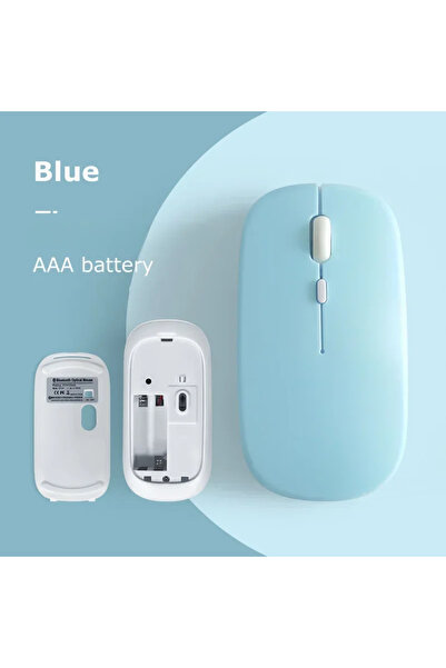 Choice ماوس لاسلكي محمول مريح متوافق مع تقنية البلوتوث باللون الأزرق غير اللامع لأجهزة الكمبيوتر المحمولة والآيباد والتابلت واللاب توب
