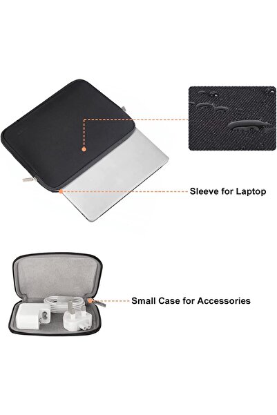 Mosiso 13-inch Neoprene Laptop Sleeve with Small Pouch, Black