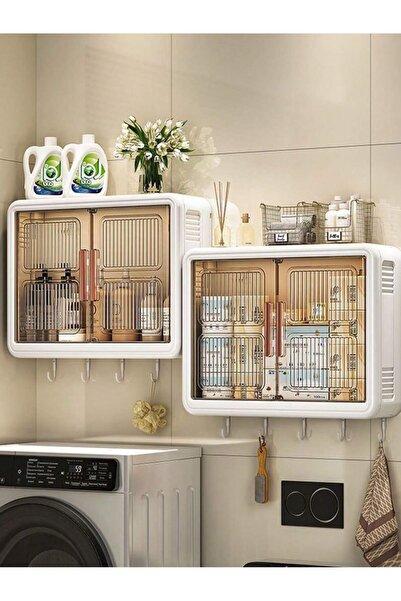 Generic Simple wall storage cabinet with bottom hooks and magnetic door