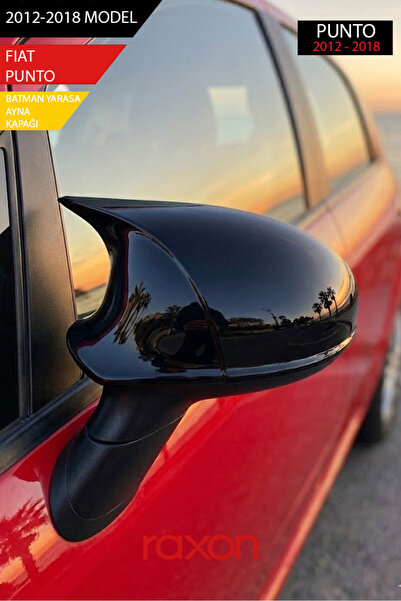 Raxon FIAT PUNTO 2012-2018 Batman & Yarasa Ayna Kapağı – Parlak Piano Black S...