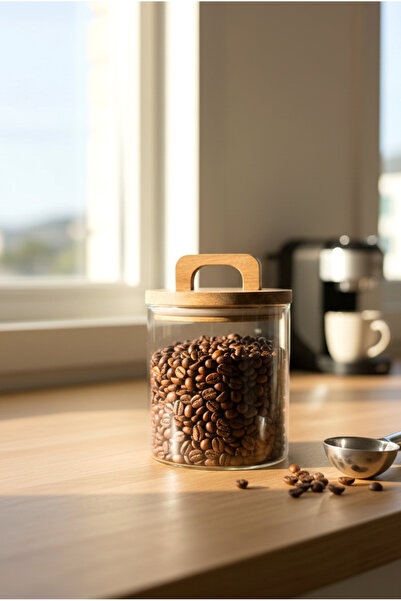 FH finehome Dengi Acacia Glass Jar with Lid 10X10Cm