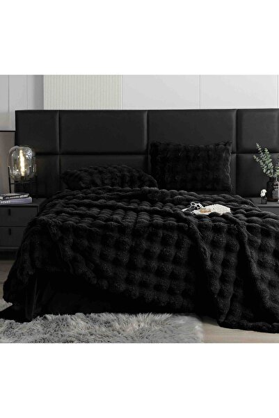 Lenjeria Familiei Tale Bedding, DeLuxe, cocolino rabbit fur type, 2 persons, 6 pieces, Black