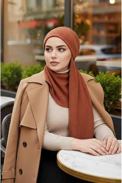 Aişe tesettür Taba Kışlık Kelebek Bone Şal