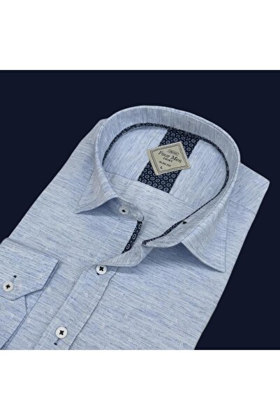 OwenLife Owen Life Honeycomb Fabric Slim Fit Pattern Shirt Collar Buttoned at...