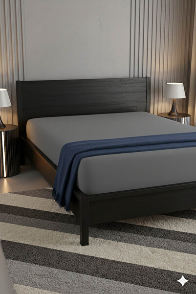 FAVORA 100% Cotton Ranforce Premium Double Elastic Fitted Sheet - Dark Gray