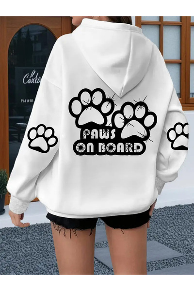 GALASHOP هودي مزخرف بنقشة مخالب الحيوانات من Paws On board
