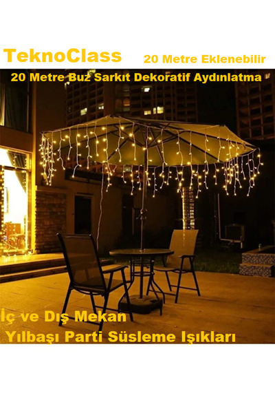 TeknoClass 20 Metre Buz Sarkıt Dekoratif Aydınlatma - İç Ve Dış Mekan Yılbaşı...