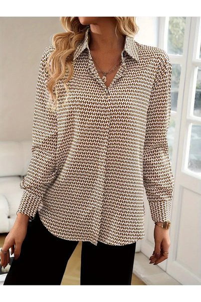 Moda Monisa Women's Patterned Hidden-Button Stylish Casual Shirt - Jessica Fabric, Regular Fit