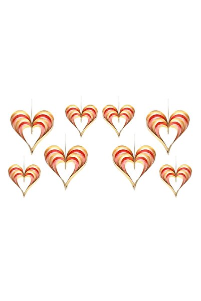 Yash Set of 8 decorative hanging garlands with hearts, for parties, baptisms or weddings, various sizes, a