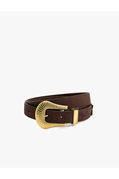 Koton Faux Leather Thin Belt with Metal Buckle
