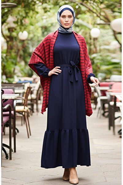 sefamerve Poncho shoulder shawl 2061-01 burgundy