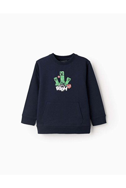 Ziddy Brushed Sweatshirt for Boys 'Minecraft', Dark Blue