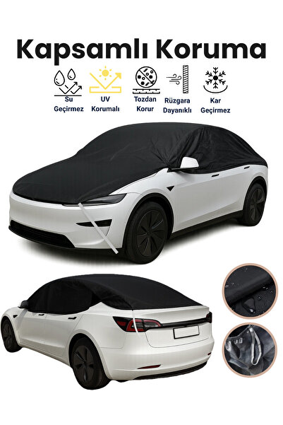 dokaca غطاء سيارة نصفي أسود، مضاد للتجمد، حماية من الشمس، مضاد للغبار والأوساخ