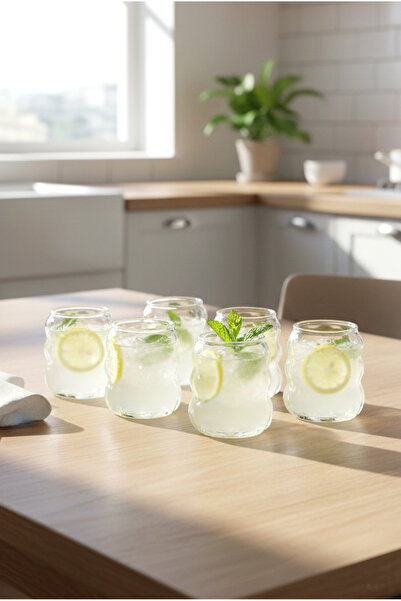 FH finehome Vanesca Borosilikat Boncuklu 6'lı Kahve Yanı Bardak