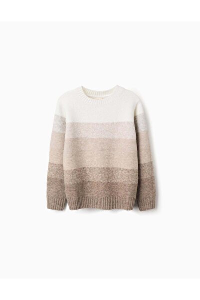 Ziddy Degradé knitted jumper for boys, beige/white