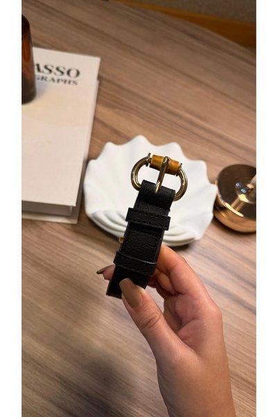 Melissatelier Wooden Burning Buckle Women's Belt Black