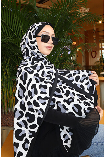 sefamerve Капрі-шаль з візерунком 70355-01 Чорно-сірий