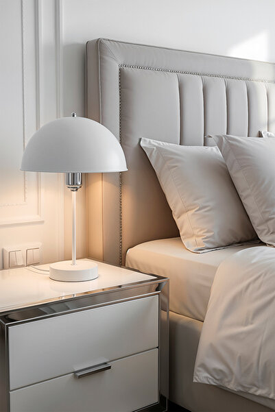 lumenistanbul ROMA ABAJUR BEYAZ AYAK - KROM KUKA / BEYAZ ŞAPKA