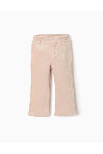 Ziddy Flared corduroy leggings for baby girls, beige