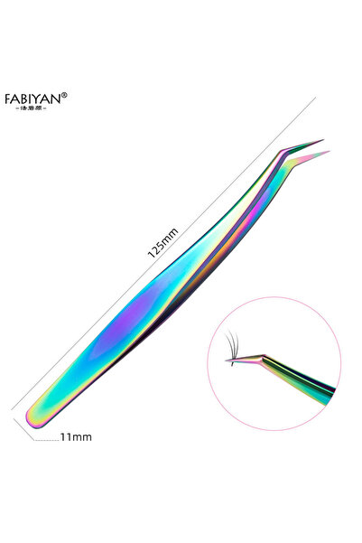 Choice11 ملقط رموش قوس قزح على شكل حرف F من الفولاذ المقاوم للصدأ لتمديد الرم...