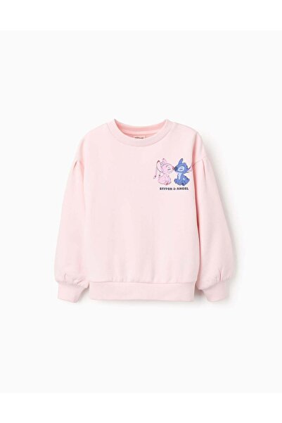 Ziddy Brushed Sweatshirt with Back Print for Girls 'Stitch', Pink