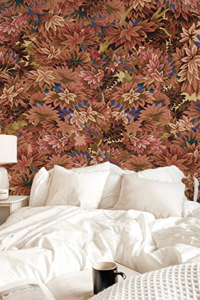 Arkhearts Floroma - Dokulu Goblen Desenli Yaprak Formlu Duvar Kağıdı (Kendind...