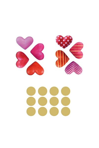 Yash Sticker decorativ cu Inimioare si buline, 6 coli autocolante, 14.8x21 cm...