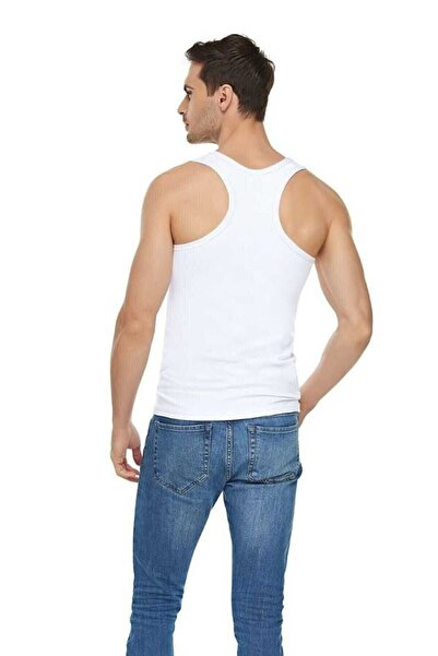Tutku Elit Elite Men's Elastane Cotton L Stretch Fabric Sports Undershirt 6-Pack-White-White