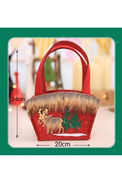 Yash Set 2 pungi cadou pentru Craciun din postav, cu ren si blanita, 20x24 cm...