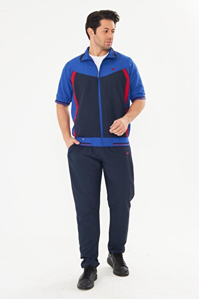 Enrico Ferry Men's Micropoly Fabric Short Sleeve Tracksuit Set Cobalt 919-Sa
