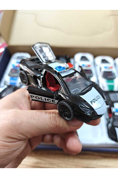 LRS STORE Sesli ve Işıklı Metal Lamborghini Model Polis Arabası (Kapıları Açı...