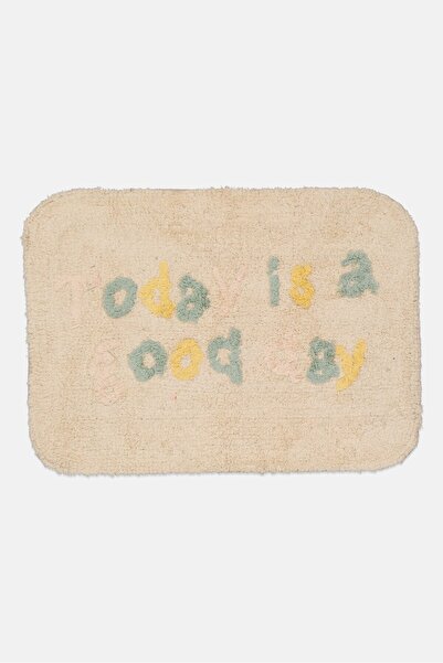 Muy Mucho Today Is A Good Day Textured Bath Rug, Cream