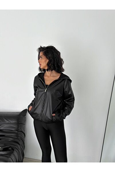 MODA جلد صناعي بسحاب كامل KA بغطاء رأس IRKA