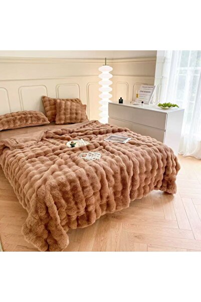 SONYA Pătură pufoasă 200x230 cm, model texturat "fluffy cloud” + CADOU Reed Diffuser EYFEL