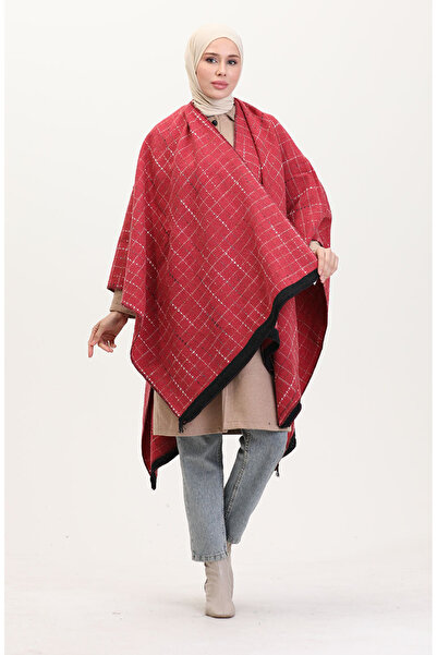 sefamerve Poncho shoulder shawl 2007-01 burgundy