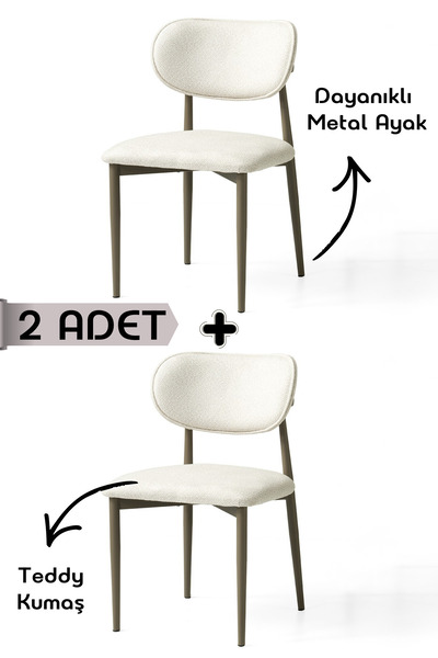 Liya Polo Mutfak Sandalyesi Yemek Masası Sandalyesi Metal Sandalye Salon Sandalye Bohem Balkon 2li