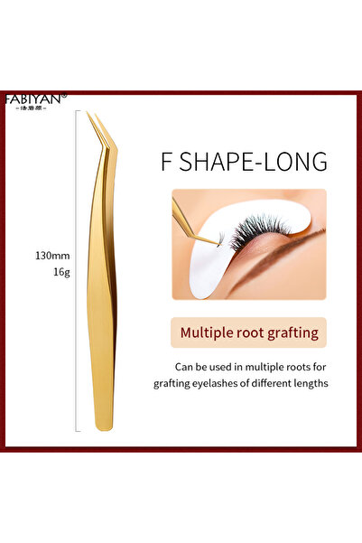 choice2 ملقط رموش طويلة ذهبي على شكل حرف F من الفولاذ المقاوم للصدأ لتمديد ال...