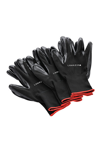 Lawazim Cotton Gloves 3 Pairs Black - Non Slip Grip Breathable Work Gloves