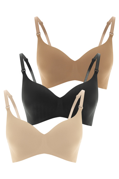 HNX Stitch-Free Non-Marking Wire-Free Laser Cut t Shaping / Sculpting Comfort Bra Set 3-Pack