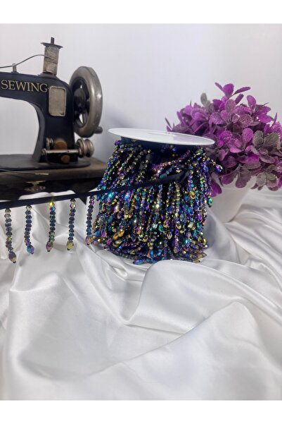 jasmina store şerit kristal boncuk 1cm saten kurdale üzerine (5.5cm)